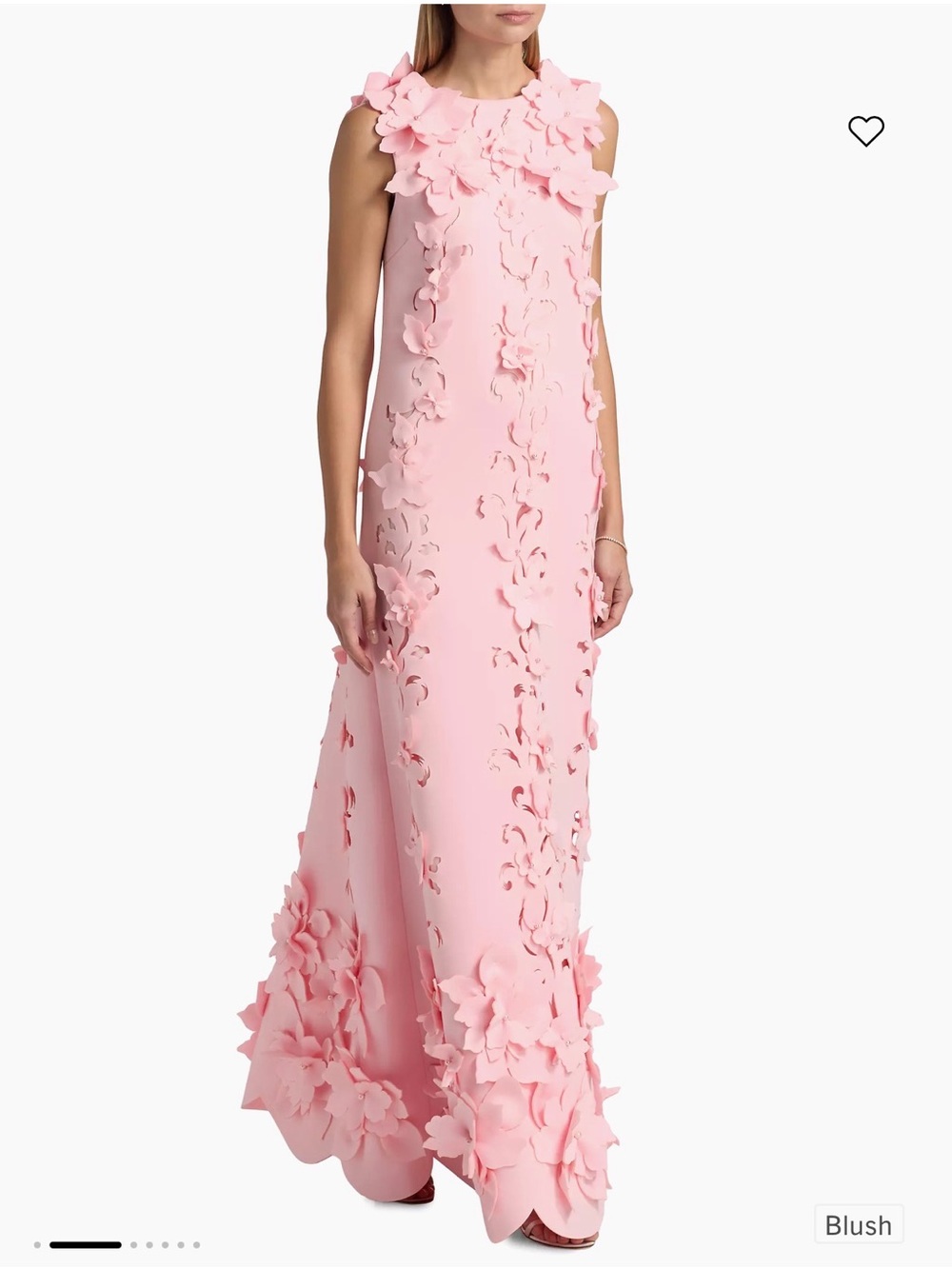 Badgley Mischka Blush Pink 3D Floral Maxi Dress
